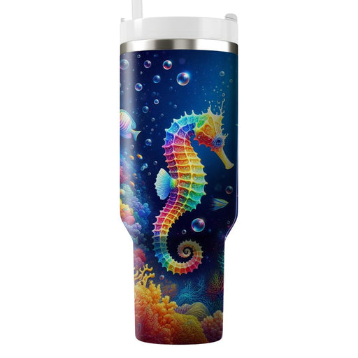 Vibrant Rainbow Seahorse  Decorative Tumblers