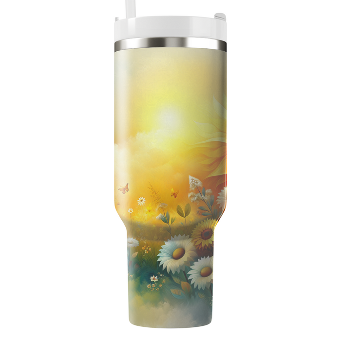 Spring Sunshine And Flowers  Personalized Tumblers