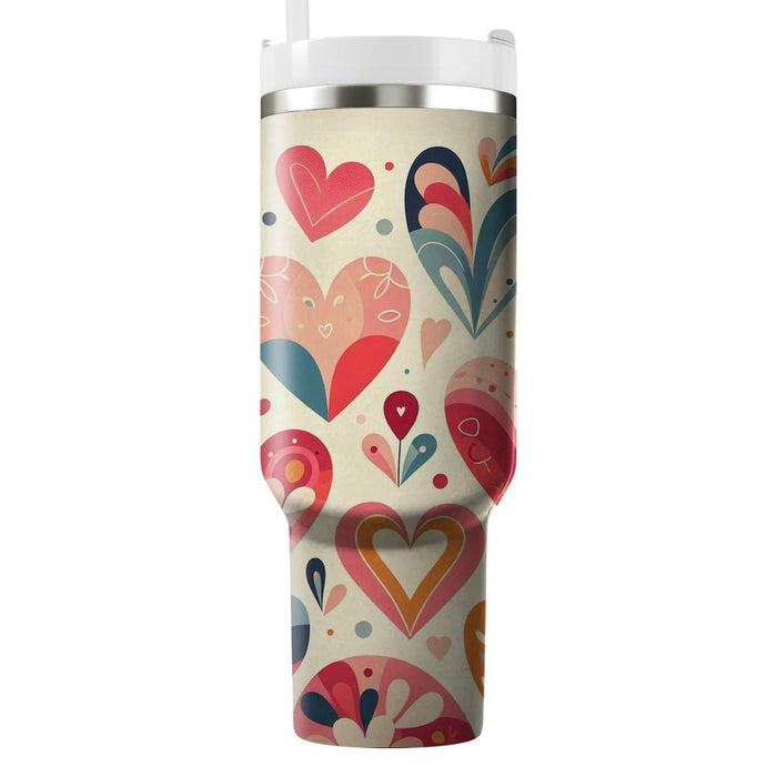 Retro Love Hearts  Travel Tumblers