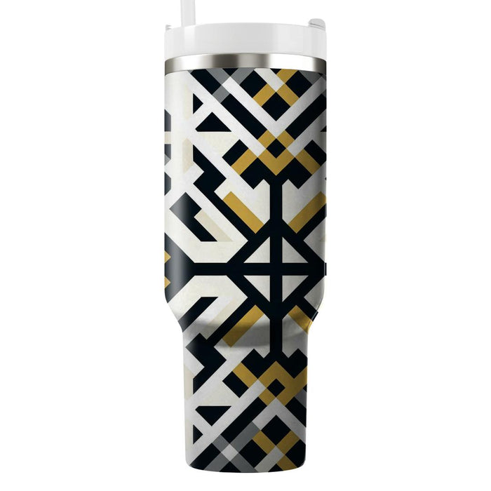 Geometric Cross Pattern  Tumblers With Lids