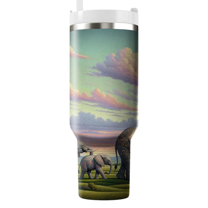 Floral Elephant Parade  Travel Tumblers