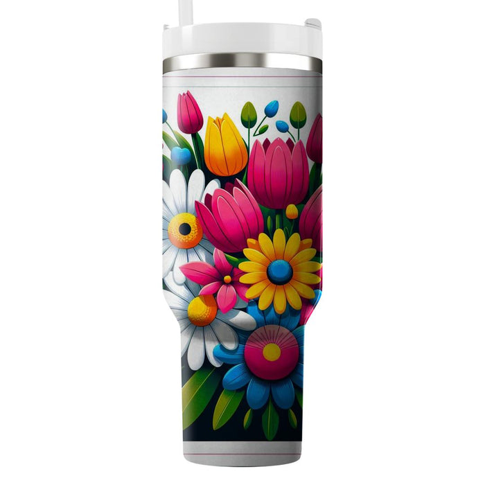 Vibrant Flower Power  Tumbler Cups