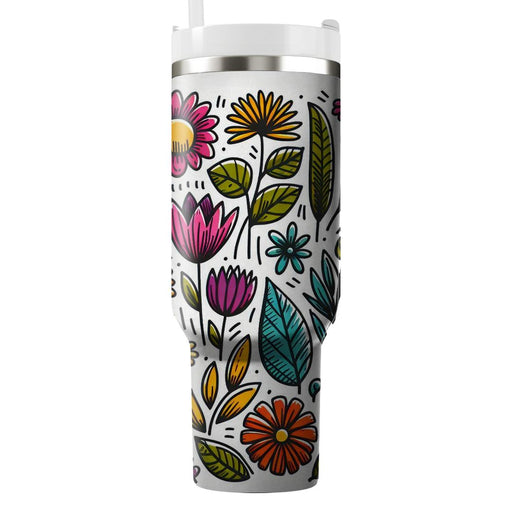 Whimsical Floral Doodle  Tumblers For Gifts