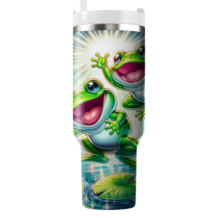 Friendly Frog Lily Pad  Decorative Tumblers