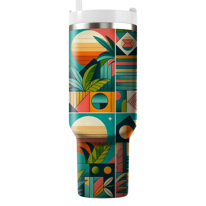 Tropical Foliage Geometry  Travel Tumblers