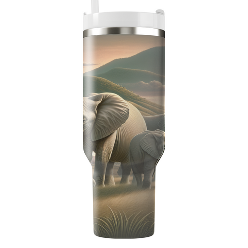 Gentle Elephant Family  Tumblers With Lids