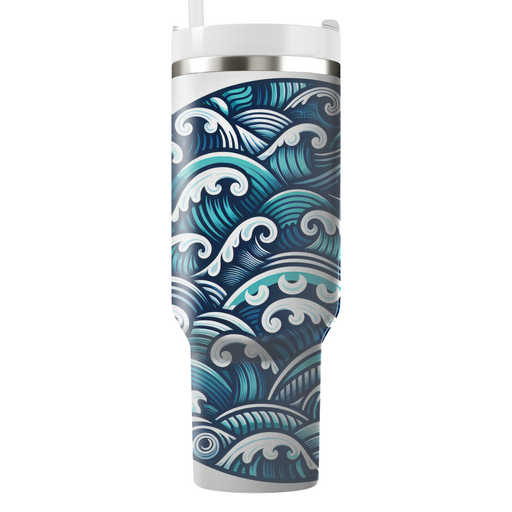 Ocean Wave Motif Tumbler Cups