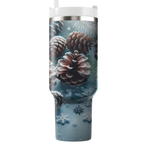 Winter Pinecone And Snow  Insulated Tumblers