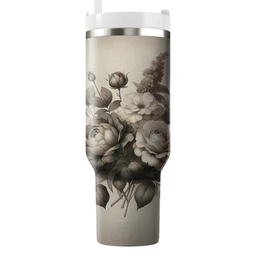 Vintage Floral Sketch  Personalized Tumblers