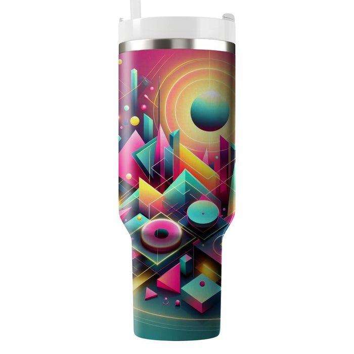 Geometric Patterns And Neon Lights  Tumblers With Lids