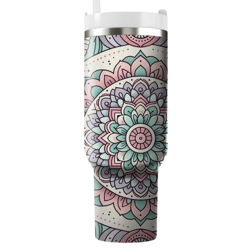 Symmetrical Floral Mandala  Tumblers With Lids