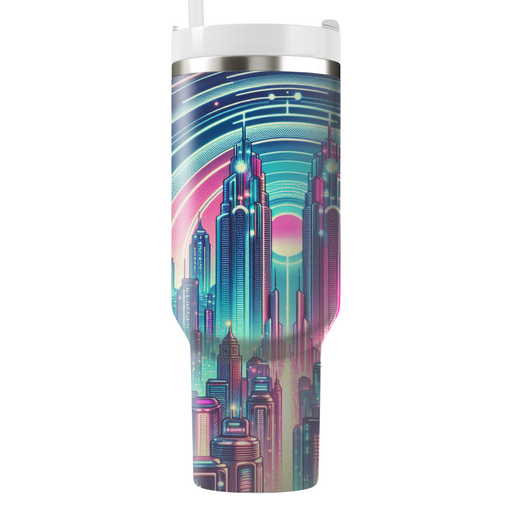 Retro Futuristic Cityscape Insulated Tumblers