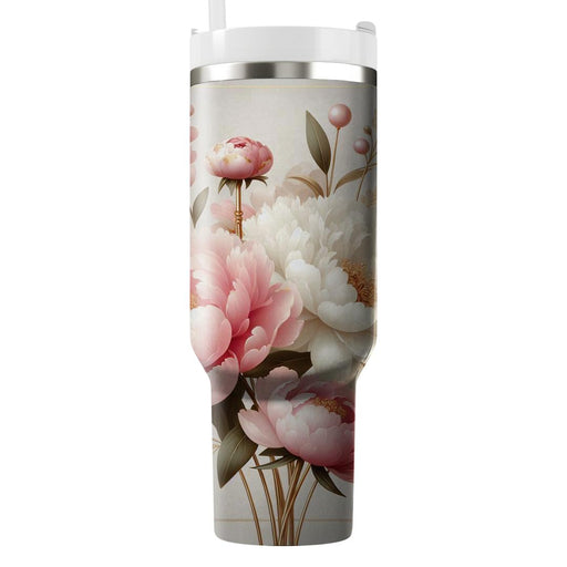 Vintage Peony Elegance  Tumblers With Lids