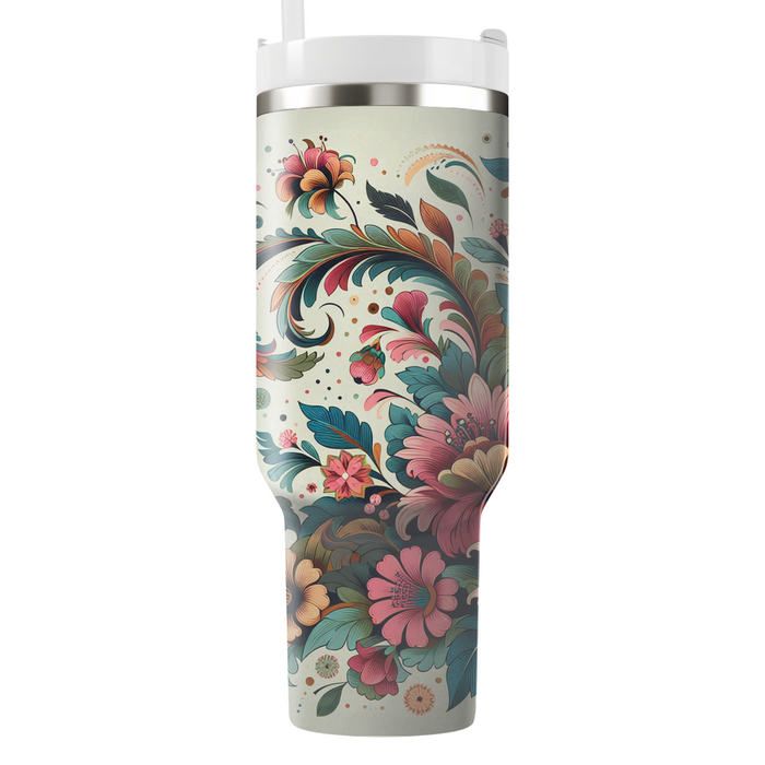 Vibrant Retro Flora  Tumbler Cups