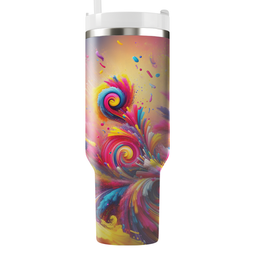 Vibrant Reverie - Holi Color Explosion  Personalized Tumblers