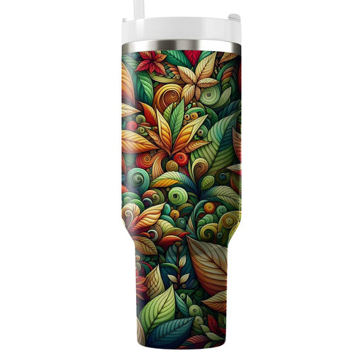 Artistic Kaleidoscope Leaves  Travel Tumblers