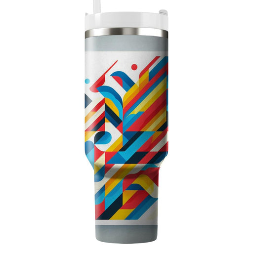 Brightly Colored Geometric Triangles  Tumblers With Lids