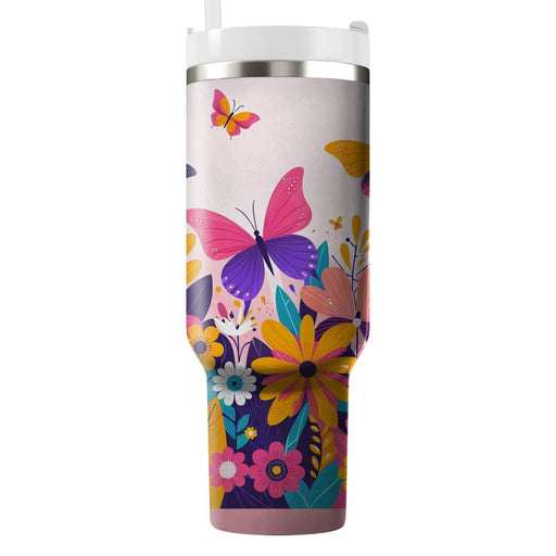 Whimsical Butterfly Blooms  Tumblers With Lids