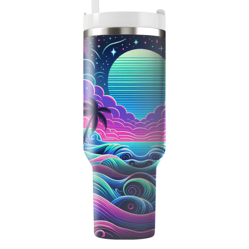 Neon Waves And Stars Custom Tumblers