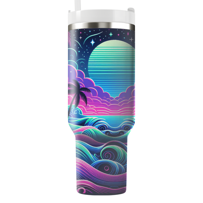 Neon Waves And Stars Custom Tumblers