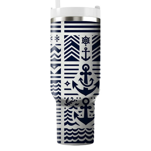 Geometric Nautical Breeze  Tumblers With Lids