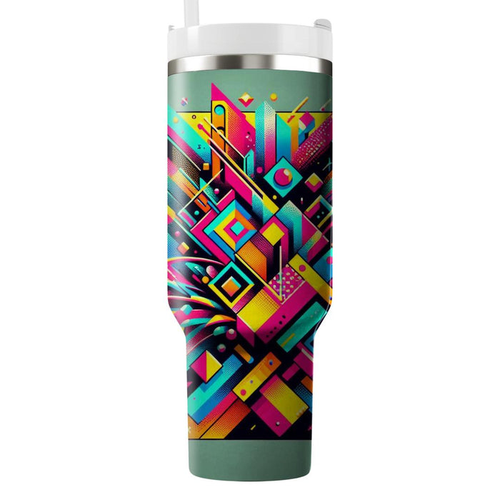 Geometric Neon Splash  Personalized Tumblers