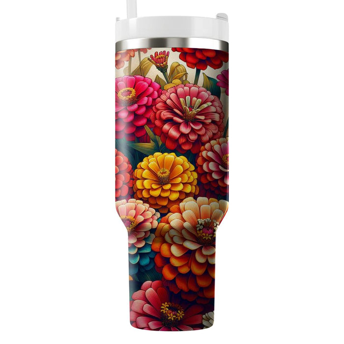 Fresh Zinnia Zeal  Tumblers With Lids