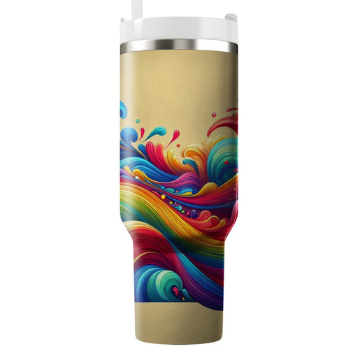 Vibrant Rainbow Waves  Tumbler Cups