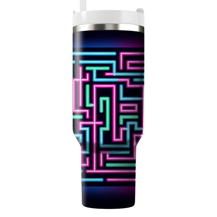 Abstract Neon Lines  Travel Tumblers