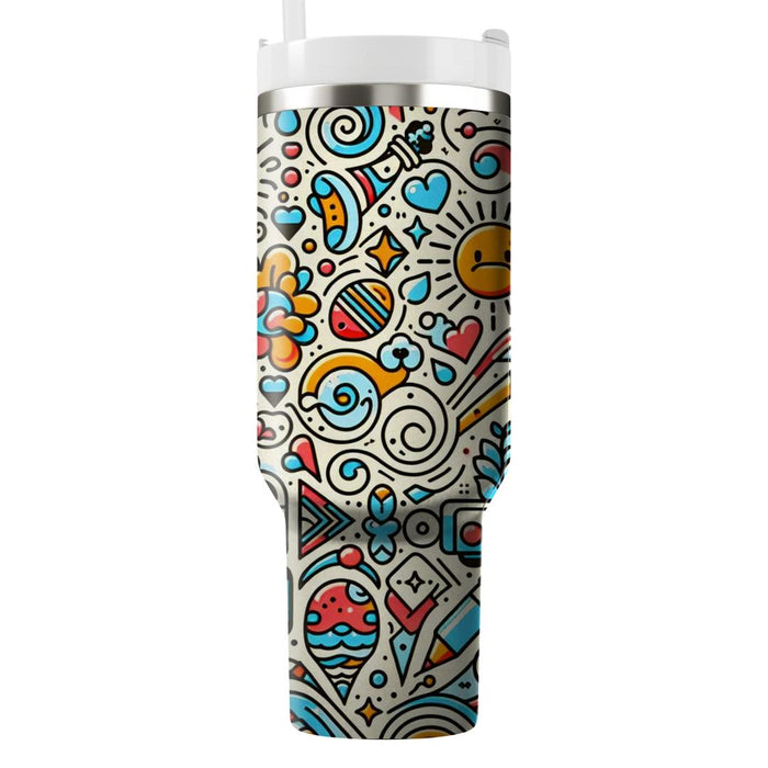 Retro Doodle Pattern  Insulated Tumblers