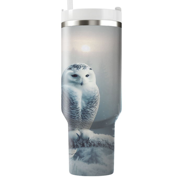 Serene Snowy Owl  Personalized Tumblers