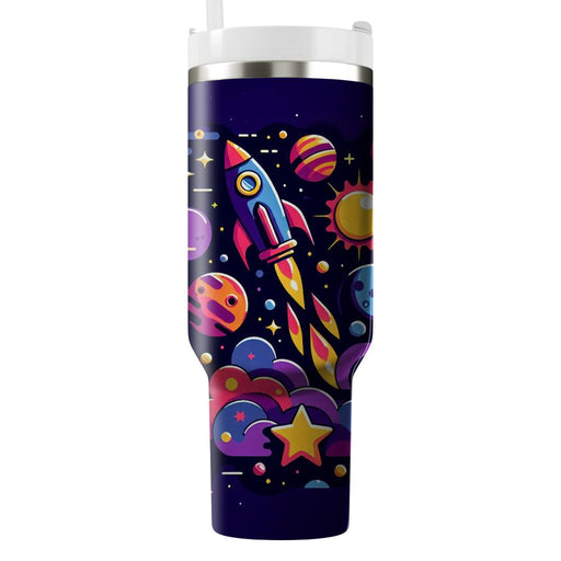 Funky Retro Space Scene  Personalized Tumblers