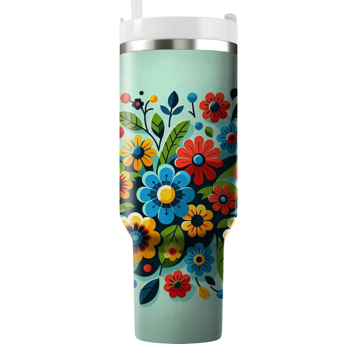 Vivid Floral Patchwork  Tumblers With Lids