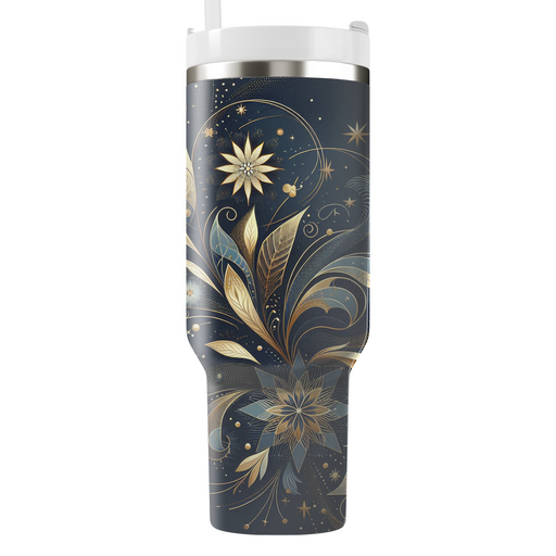 Midnight Blossoms - A New Year's Floral  Decorative Tumblers