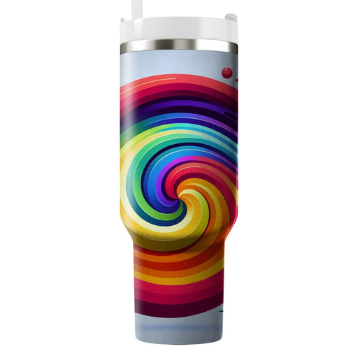 Vivid Rainbow Spiral  Travel Tumblers