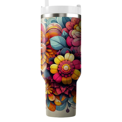 Vintage Floral Burst  Personalized Tumblers