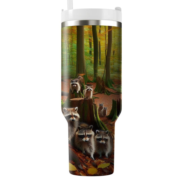 Woodland Raccoon Mischief  Personalized Tumblers