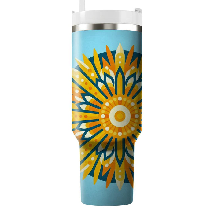 Sunny Sunburst Pattern  Travel Tumblers