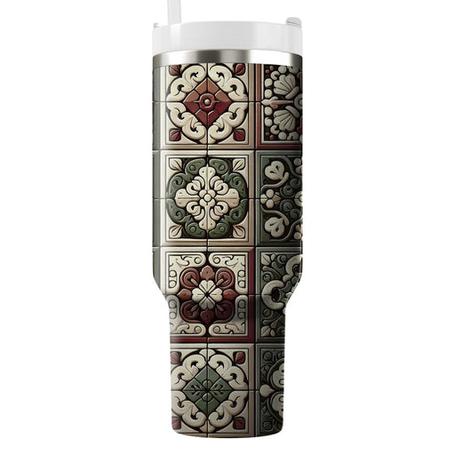 Vintage Floral Tiles  Custom Tumblers