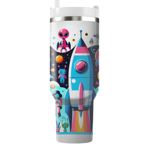 Charming 80s Space Adventure Personalized Tumblers