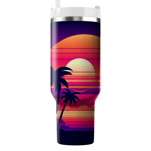 Synth Sunset Glow Travel Tumblers