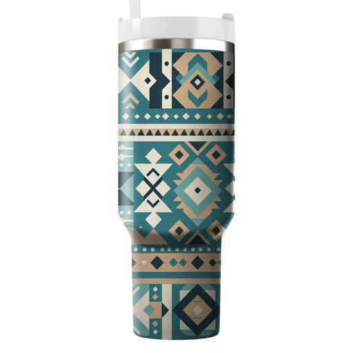 Turquoise Tribal Echoes  Tumblers With Lids