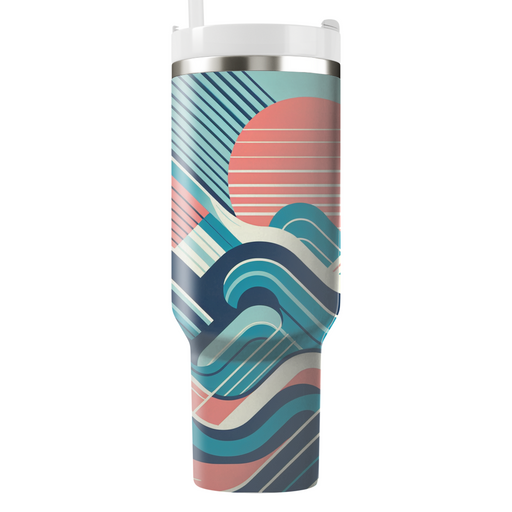 Geometric Retro Waves Personalized Tumblers