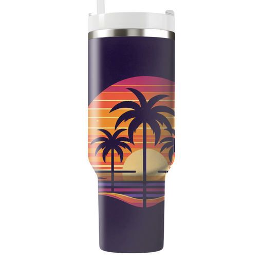 Retro Sunset Palms Unique Tumblers