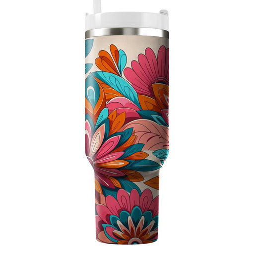 70s Funky Floral Explosion  Travel Tumblers