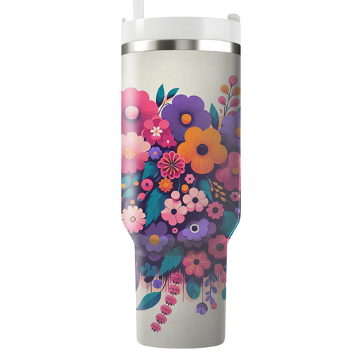 Vivid Floral Cascade  Tumbler Cups