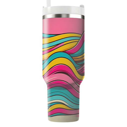 Funky Striped Waves Travel Tumblers