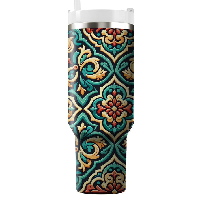 Ornamental Tile Design  Tumblers With Lids