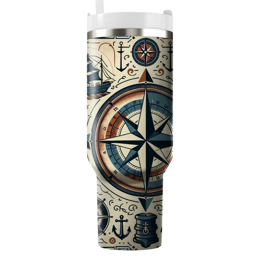 Vintage Nautical Compass  Tumbler Cups