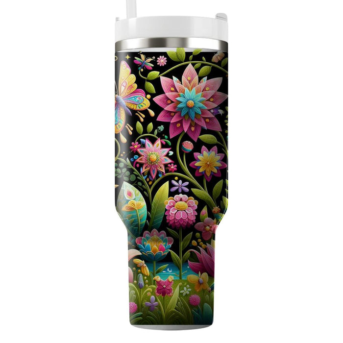 Spring Whimsical Flora  Tumblers With Lids